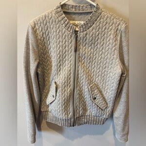 Anthropologie Light Gray Textured Bomber Jacket